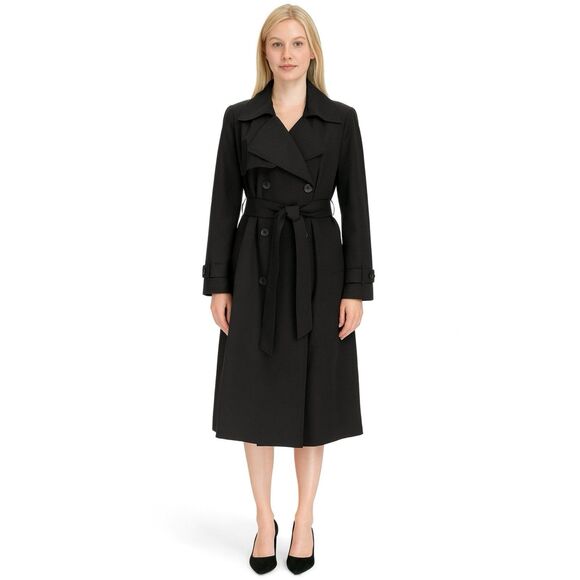 Banana Republic Trench Coat Women's MP Black Lined Belted Classic Elegant - Picture 1 of 13